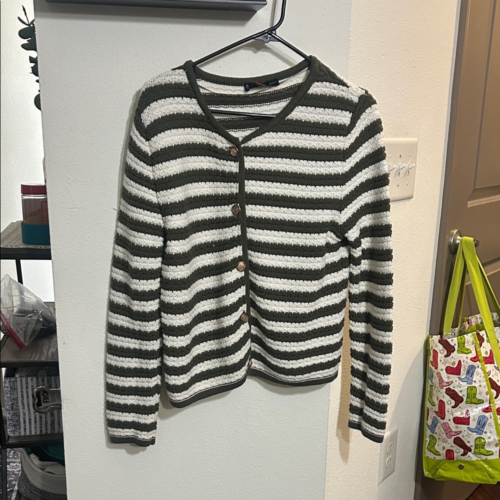 Mango STRIPED CARDIGAN WITH JEWEL BUTTONs - Picture 8 of 9